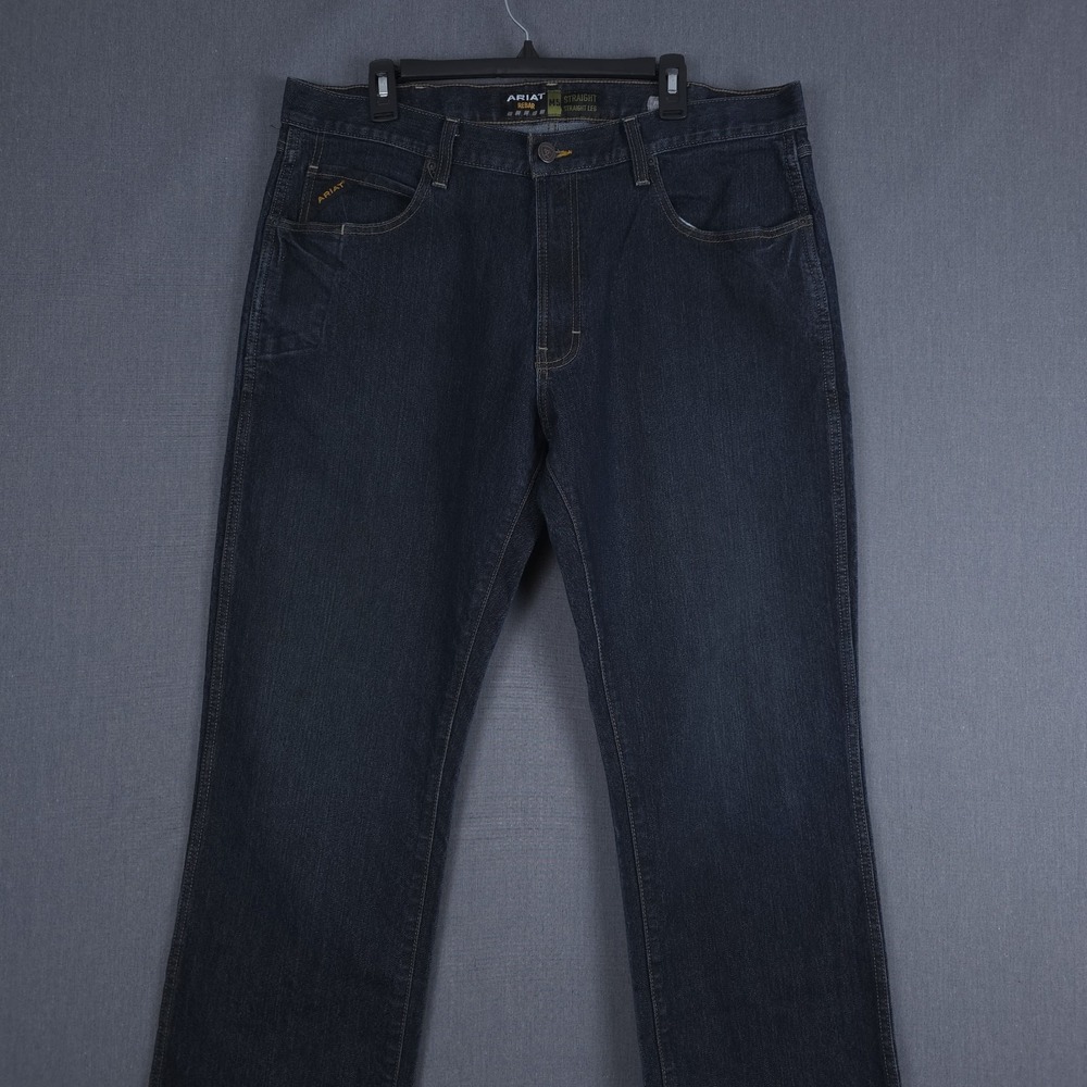 Ariat Rebar M5 Jeans Mens 38x34 (Fits 38x34) Blackstone Straight Leg Work Denim